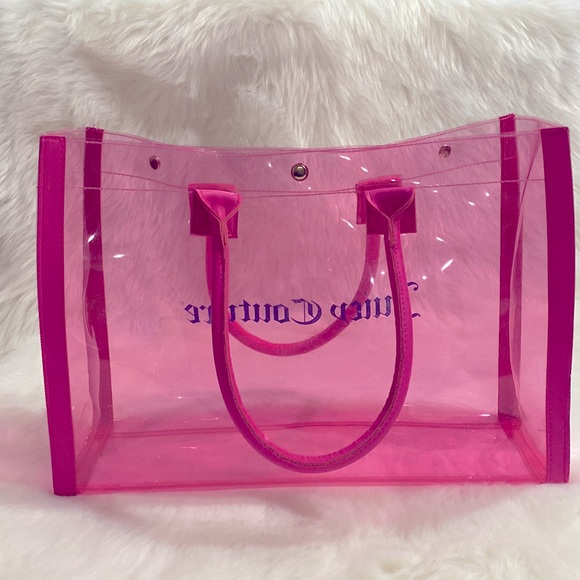 Juicy Couture Hot Pink Clear Tote Like New Excellent Condition - Picture 7 of 8